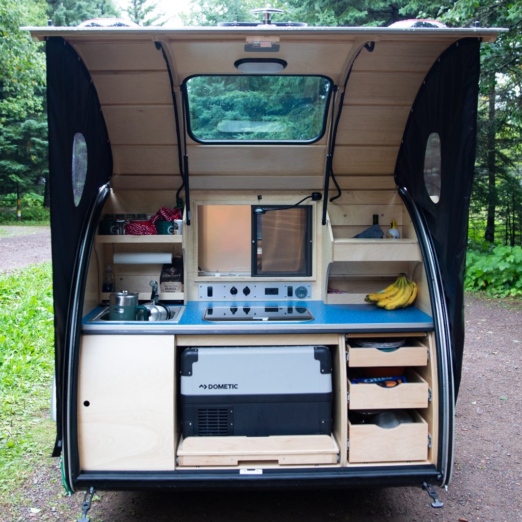 vistabule teardrop trailer rear view