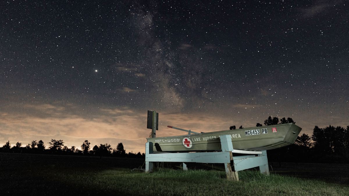 Lake Hudson Recreation Area at night.