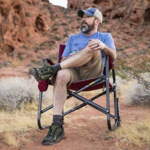 Clint is ready for the sunset show at Valley of Fire State Park in Nevada.