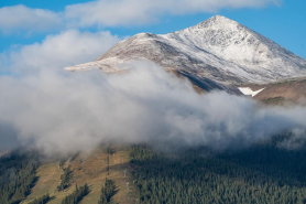 snowing in the mountains