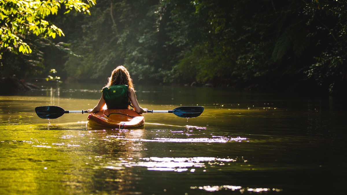 kayaker with paddle