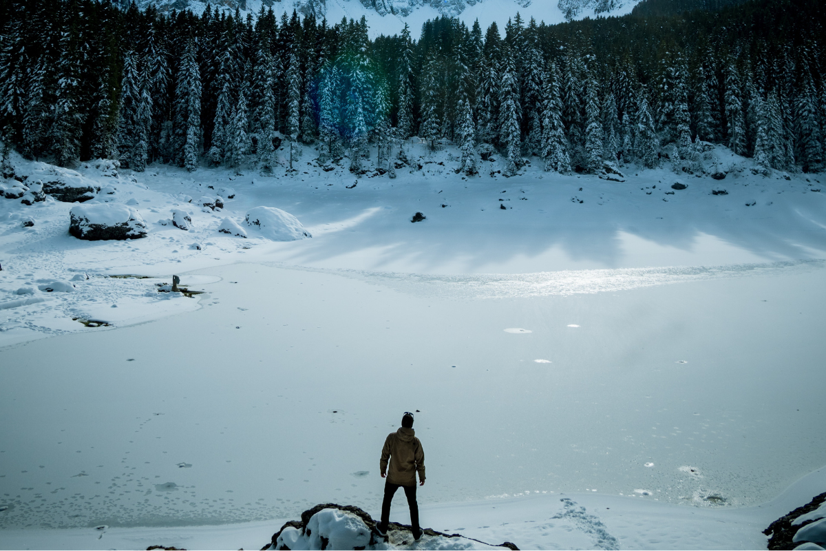 Crossing a frozen pond