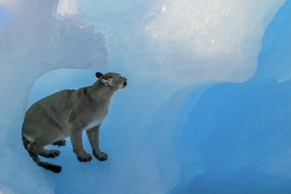 mountain lion on an iceberg